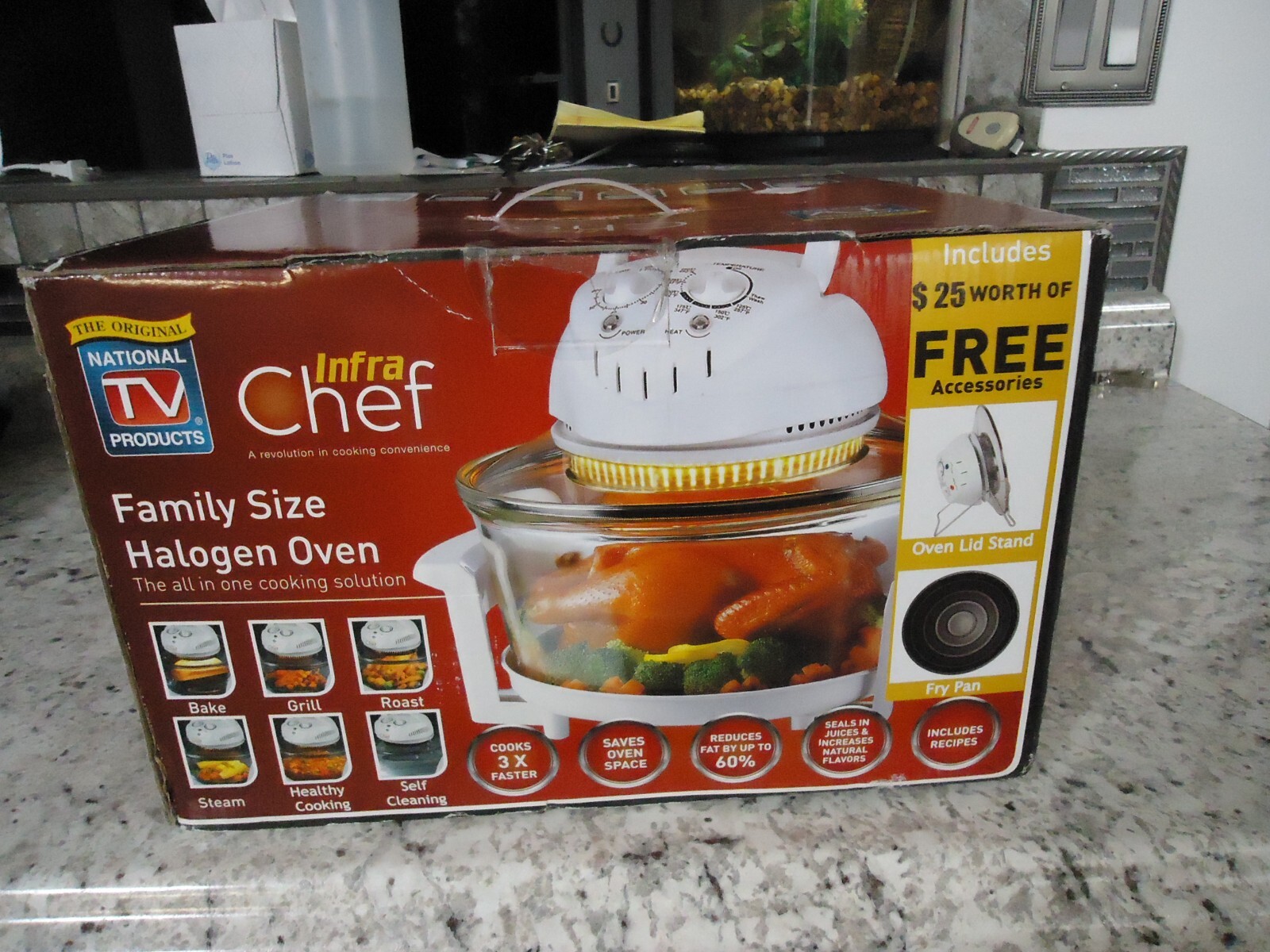 NATIONAL TV PRODUCTS INFRA CHEF FAMILY SIZE HALOGEN OVEN WITH FREE ACCESSORIES #