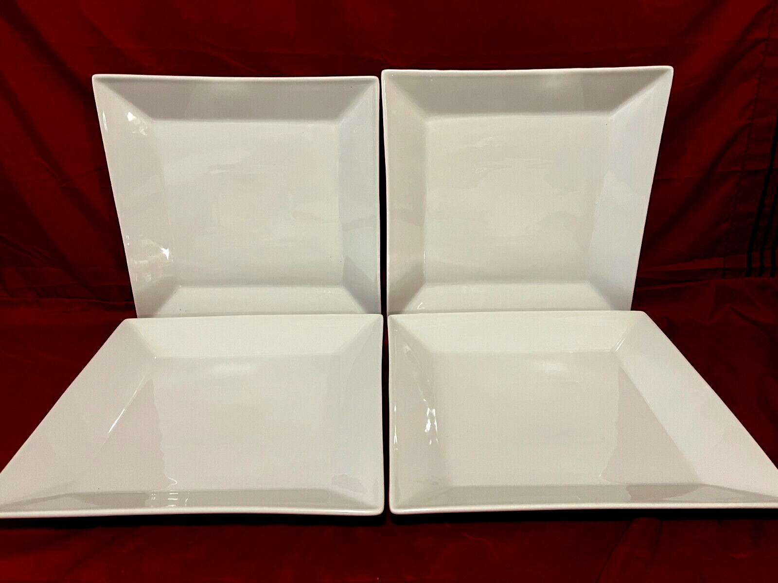 The Cellar Whiteware Set Of 4 White Square Dinner Plates 11 1/4" Macy's
