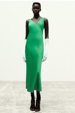 Prom Dress Zara Strappy Satin Midi Dark Green New With Tags Cross over top