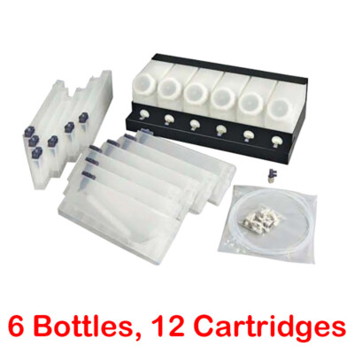 6 Bottles, 12 Cartridges For Roland Continuous Bulk Ink Supply System CISS