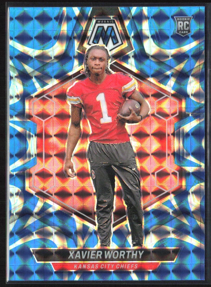 2024 Panini Mosaic #328 Xavier Worthy Reactive Blue RC
