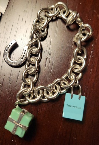 Tiffany & Co. Charm Bracelet with Three Charms with Original Box 40 Grams 7.5" - Picture 2 of 7