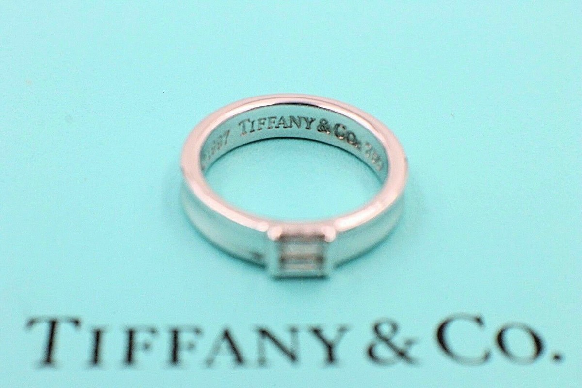 Tiffany Co 18K White Gold Stackable Baguette Diamond Wedding