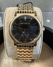 Wittnauer Diamond Accent Gold Unisex Wristwatch Black Dial Metal Bracelet Dress