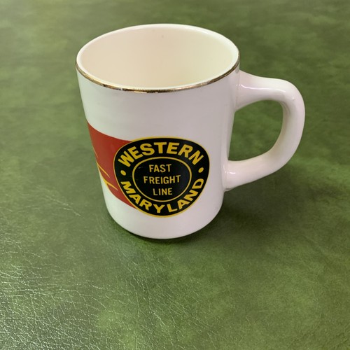Vintage Country Trains Western Maryland Fast Freight Line Gold Rim Coffee Mug - 第 1/5 張圖片