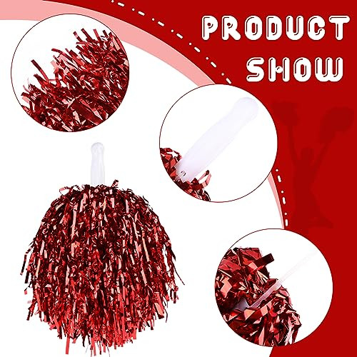 60 Pcs Cheerleading Pom Poms Bulk Cheer Pom Poms Sets Metallic Foil Fun - Picture 6 of 8