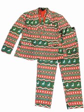 Mens Red Green Reindeer Christmas Suit Sportscoat Blazer Pants  Tie Set 2XL