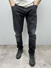 Saint Laurent Men's Knee Crushed Denim Pants Jeans Distressed Black Size 33