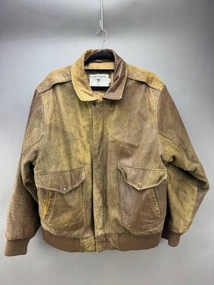 Vintage Expressions Streetwise Mens Brown Leather Bomber Jacket Size Large 48