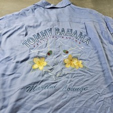 Tommy Bahama Hawaiian Martini Lounge Embroidered Button Silk Shirt Mens XL READ