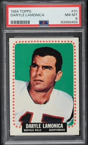 1964 Topps FB Card # 31 Daryle Lamonica Buffalo Bills ROOKIE RC PSA 8 NM-MT