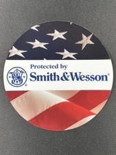 Protected By Smith And Wesson American Flag Indoor Window Decal Sticker 4.5