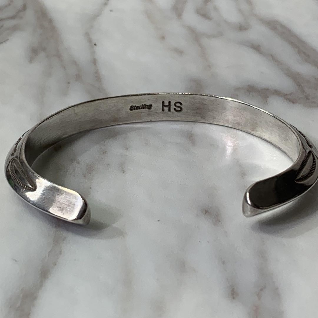 Herman Smith Navajo Triangular Bangle Engraved Si… - image 6