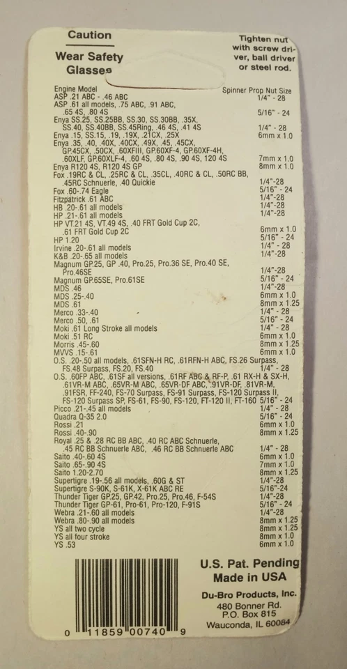 De colección R/C Avión Du-Bro Aluminio Spinner Prop Tuerca Lote 2 piezas Azul Plata 6 mm Enya Foto 3 de 3