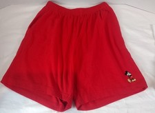 Vintage Disney Store Mickey Mouse Embroidered Red Shorts 100 Cotton Made In USA