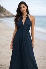 NWT Boho Black Halter Dress Sz M Midi Sexy Witchy Whimsigoth Goth