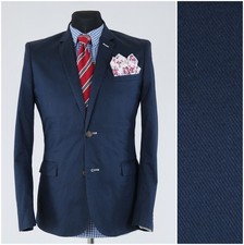 Mens H&M Blazer 36R UK Size Navy Blue Cotton Sport Coat Jacket