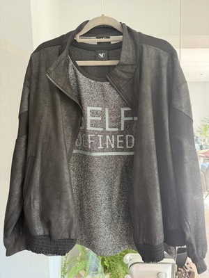 NÜ Denmark Jacke und T-Shirt Gr. L Schwarz/Silber Neuwertig
