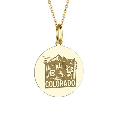 14K Gold Colorado Necklace, Centennial State Jewelry, Rocky Mountains Talisman