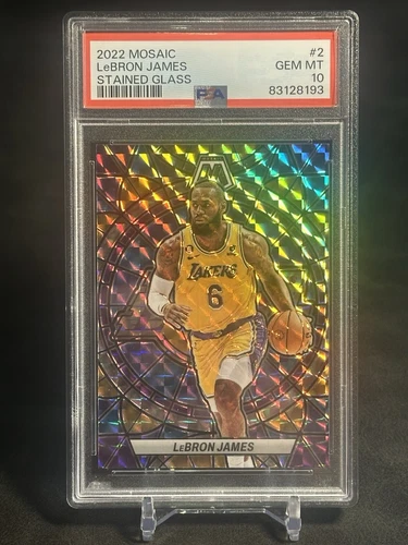 2022-23 Panini Mosaic Stained Glass #2 LeBron James Case Hit PSA 10 Lakers