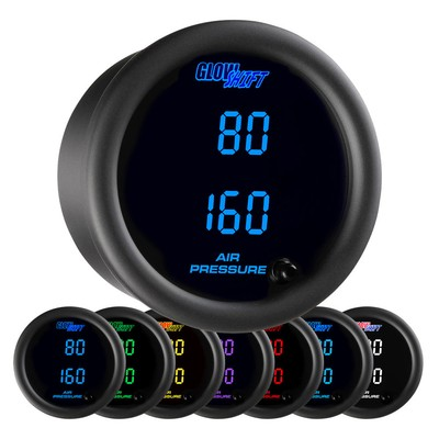 #ad 52mm BLACK 7 COLOR GLOWSHIFT DUAL 220 PSI AIR PRESSURE AIR RIDE SUSPENSION GAUGE $79.99