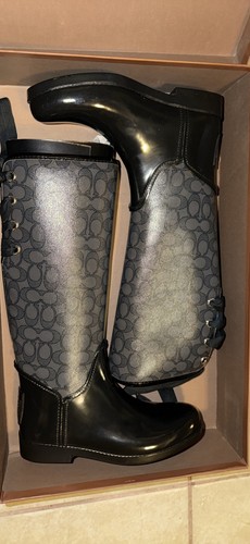 Coach Tristee Signature Rain Boots Size 9M Women's Black