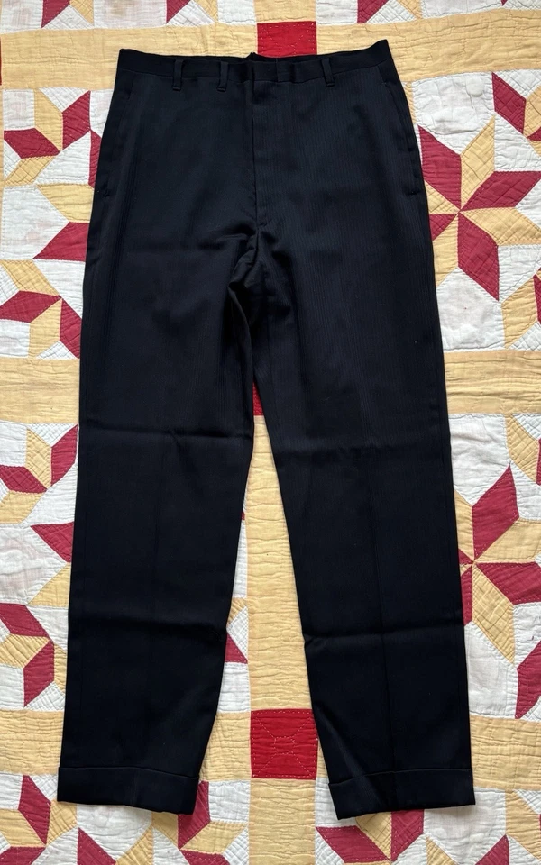 Vestido de lana vintage años 60 pantalones lazo caído negro 32x30" Foto 2 de 4