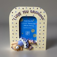 VINTAGE I LOVE YOU GRANDMA PHOTO FRAME AN AMERICAN GREETINGS CO. RESIN 2.5x3.5  