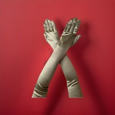 22 Shiny Stretch Satin Dress Gloves Opera Length 16BL Mint Green Cosplay