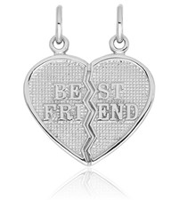 14K Solid White Gold Best Friend Break-apart Necklace