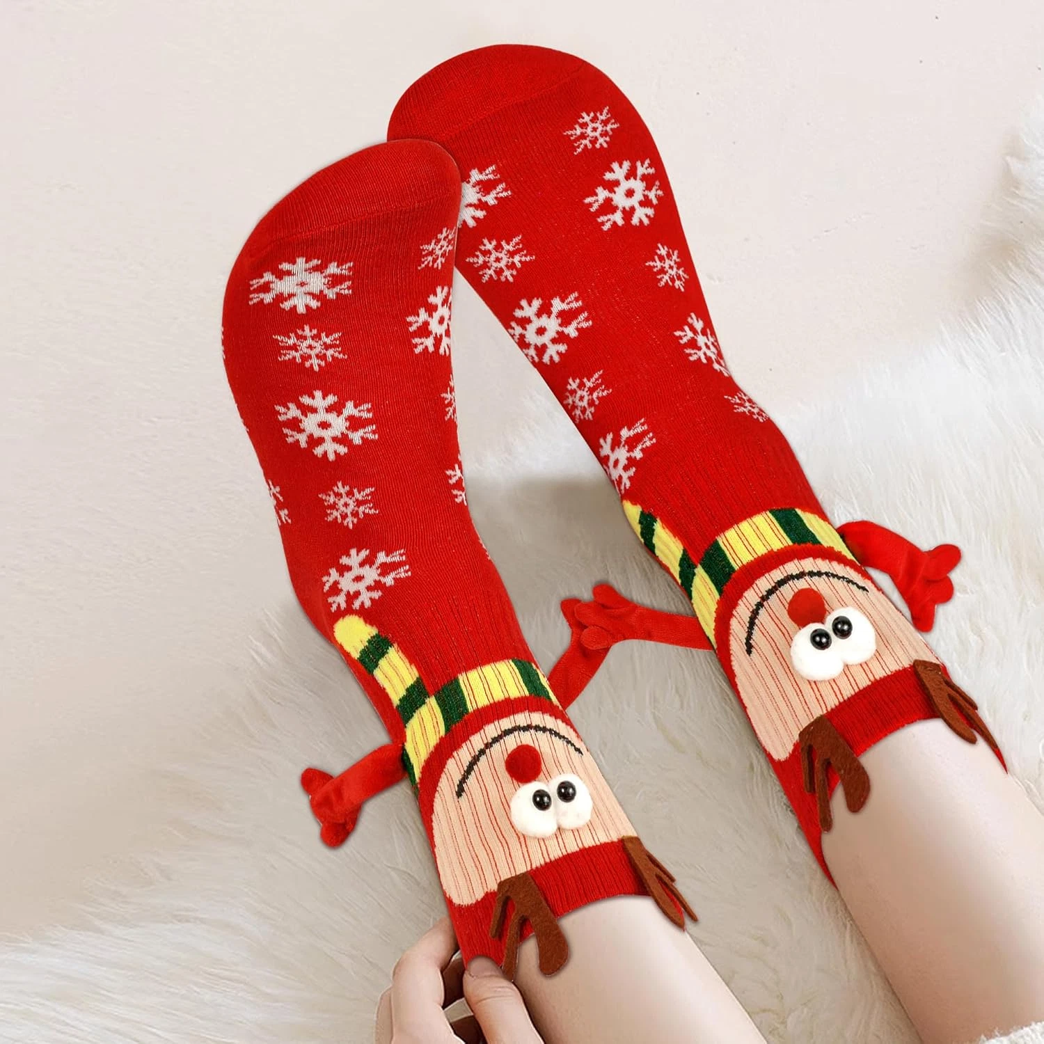 Christmas Socks, Magnetic Hand Holding Socks, Funny Christmas Stocking
