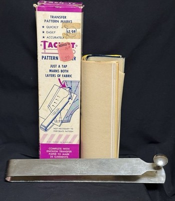 VTG Tack-It Pattern Marker & Transfer Paper Sewing Dressmaker Tool USA w Box