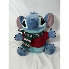 Rare Disney Stitch Plush Holiday Christmas Red Sweater And Scarf 2000s