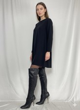 Stivali ROBERTO CAVALLI in pelle di stoffa con motivo teschio e serpente in metallo sul tallone