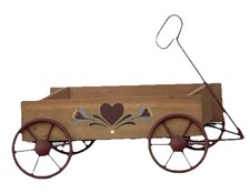 Carro de madera corazón maceta carro de flores campo casa de campo decoración de granja