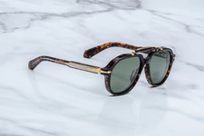Jacques Marie Mage Eclipse 2 Green Polarized Sunglasses Dark Havana 