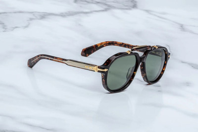 Jacques Marie Mage Eclipse 2 Green Polarized Sunglasses Dark Havana 