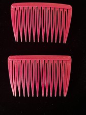 Vintage 1980s Goody Side Hair Comb Updo Accessory Matching Pair Pink Made in USA