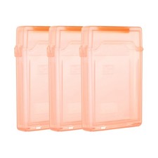 4.5" x 3.2" Hard Drive Disk Case, 3Pcs Plastic Hard Disk Storage Case, Orange