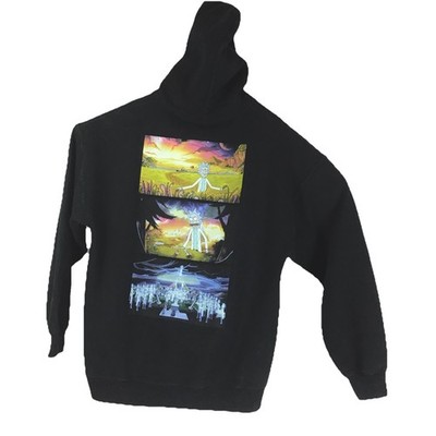 Adult Swim Rick and Morty Hoodie Large￼ Sweatshirt Cartoon Network Black Unisex