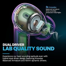 JLab Epic Pods ANC True Wireless Bluetooth Earbuds, Hybrid Dual Driver System,