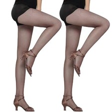 Womens 2 Pairs Footed Dance Fishnet Tights High Waisted Mesh Small Net Tights...