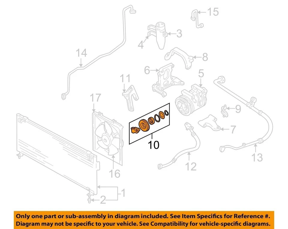 Subaru Forester 1998-2008 A/C Drive Belt Idler Pulley Tensioner with Bracket OEM - Image 3 of 4