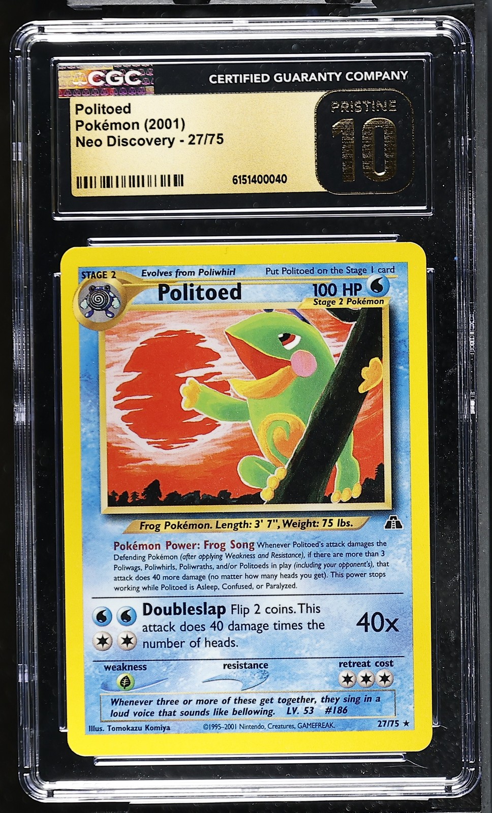 Politoed 27/75 - Pokémon Neo Discovery CGC 10 Pristine