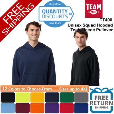   Team 365 Unisex Squad Hooded Tech Fleece Pullover Sweatshirt Up To XL TT400