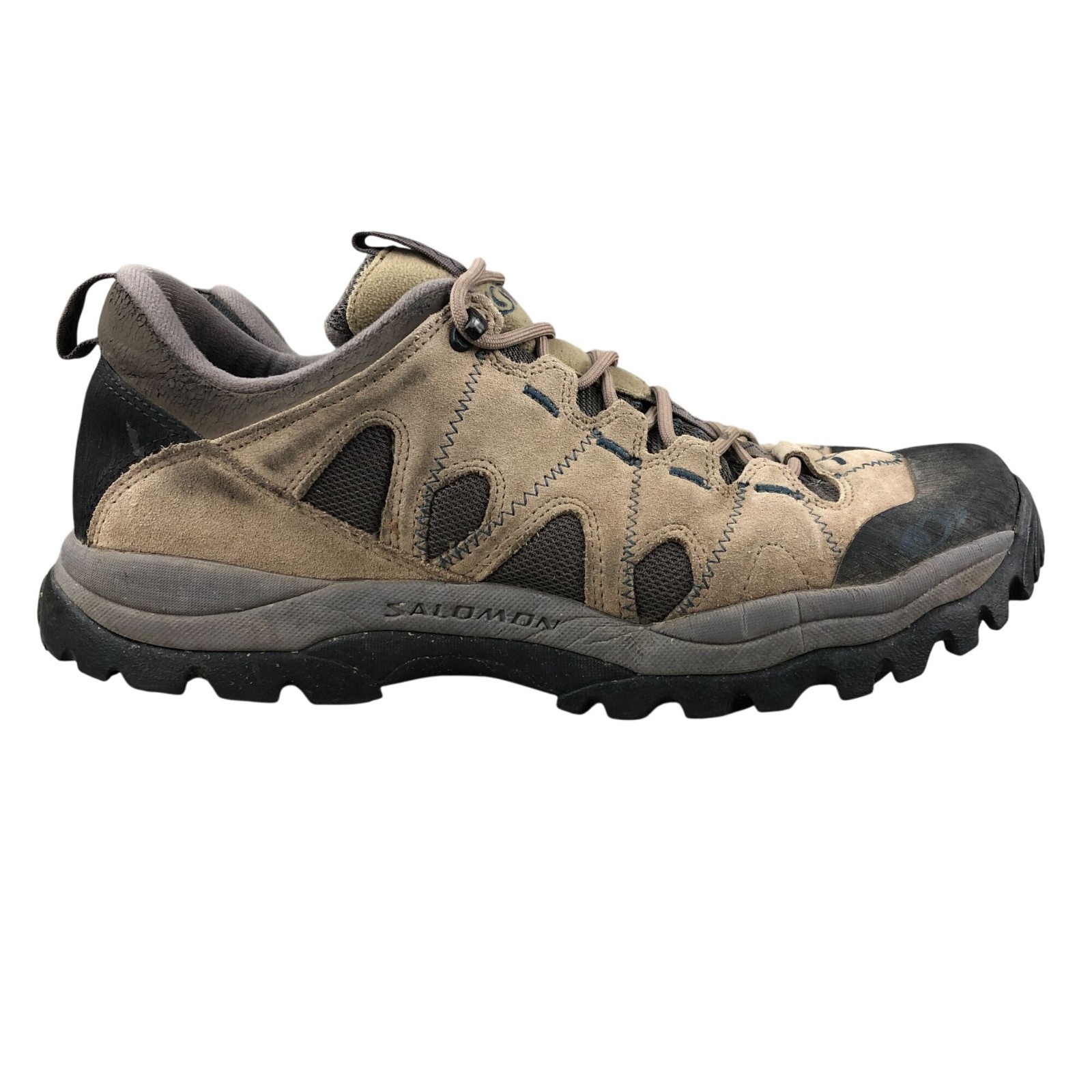 Scarpe basse da trekking Salomon uomo taglia 12 vintage '04 pelle marrone scamosciata