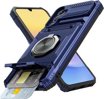Handyhülle für Samsung Galaxy A15, Kartenfach Wallet mit Ring Halter Ständer Armor