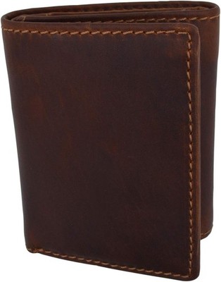 CAZORO RFID Blocking Mens Classic Trifold Crazy Horse Leather medium, Brown 
