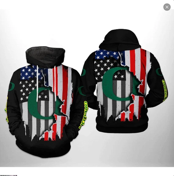 Pemagear Oreg ducks NCAA US Flag 3D Hoodie