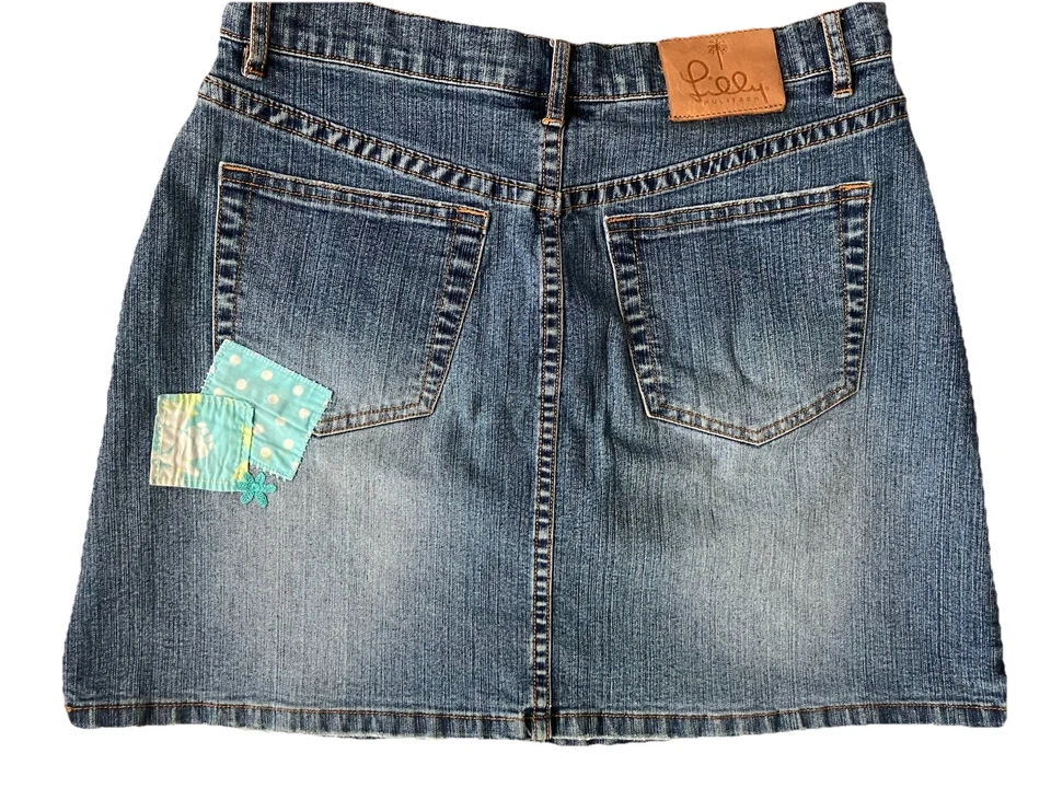 ¡FALDA VAQUERA ELÁSTICA VINTAGE LILLY PULITZER! ¡El único en eBay! Talla: 2 Foto 2 de 3